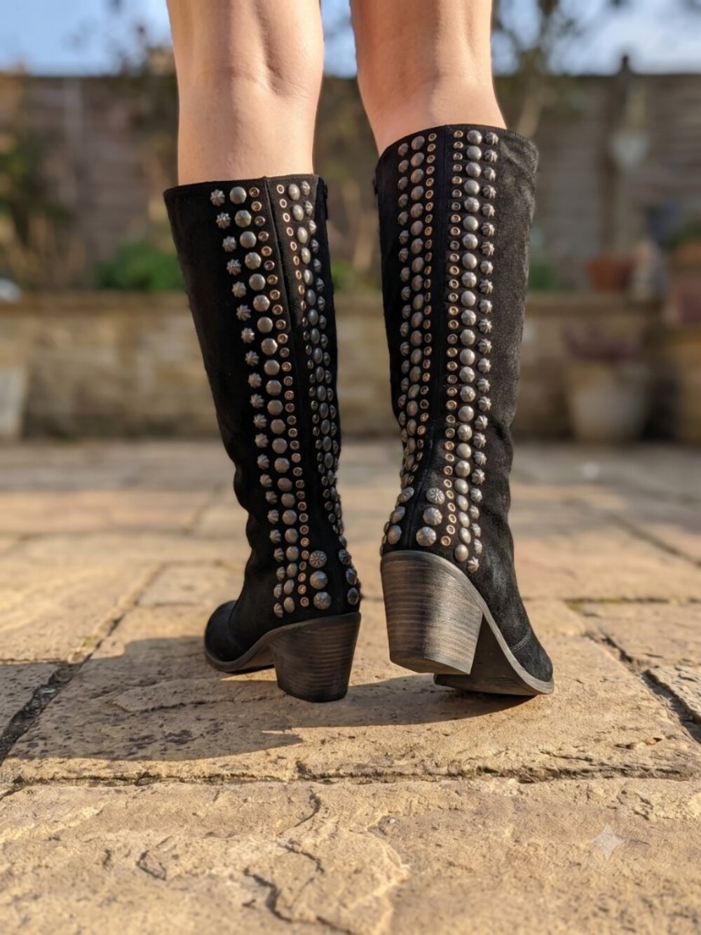 Sam Edelman Nelle black suede embellished studded boots